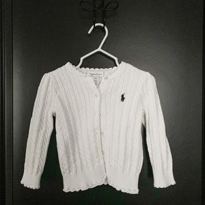 Ralph Lauren White cable knit cardigan 24M EUC
